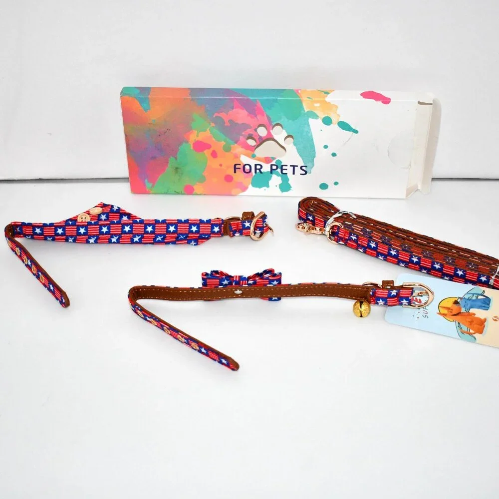 KoolTail American Flag Dog Collar and Leash Set SMALL- NWT